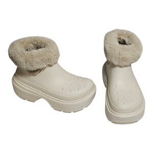 Crocs Stomp Faux Fur Lined Boot Women's 7 Men's 5 Stucco 208718 Chunky Platform